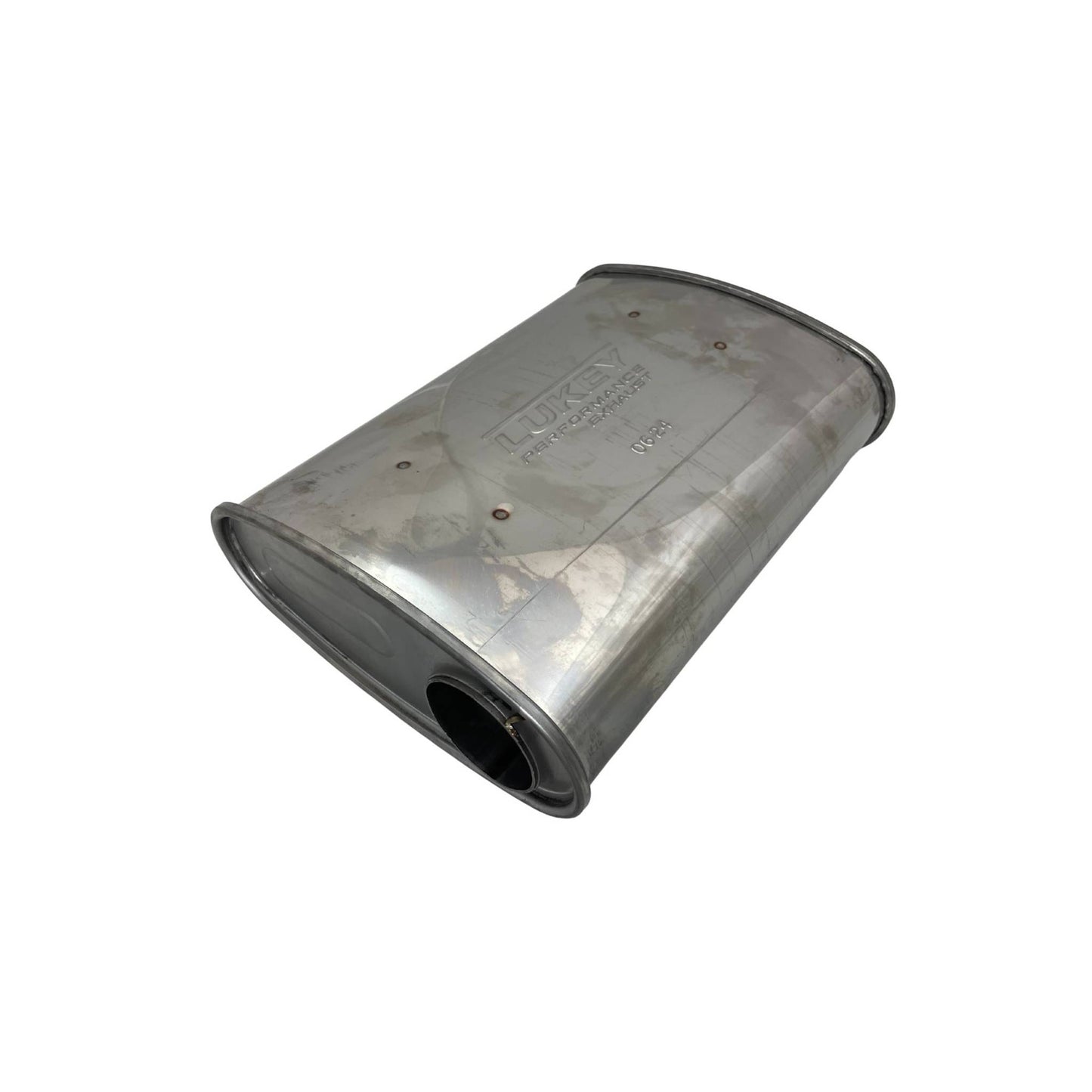 2.5" 10"x4" 14" Lukey Turbo O/O Triple Flow Muffler 430 Stainless Steel
