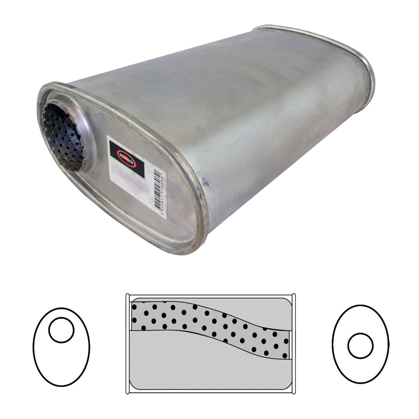 8" x 4" Oval, 16" Long, 2 1/4" Offset/Centre, Megaflow (No Spigots)