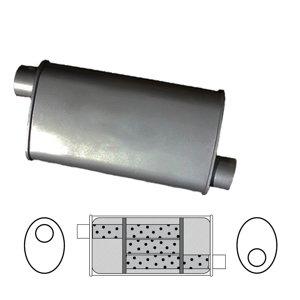 8" x 3 1/2" Oval, 12" Long, 1 3/4" Offset/Offset