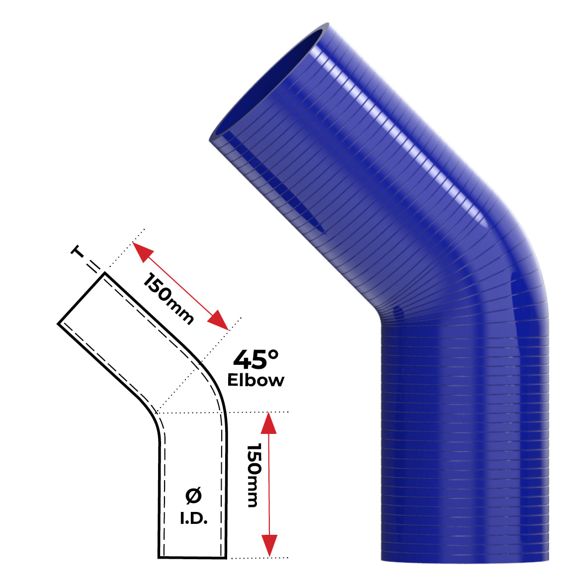 Redback Silicone Hose (3-1/2") 45° Bend
