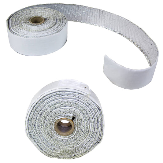 HEAT TAPE GLASS WHITE FOIL 40MM X 2MM X 5M FOIL ONE SIDE ADHESIVE OTHER SIDE