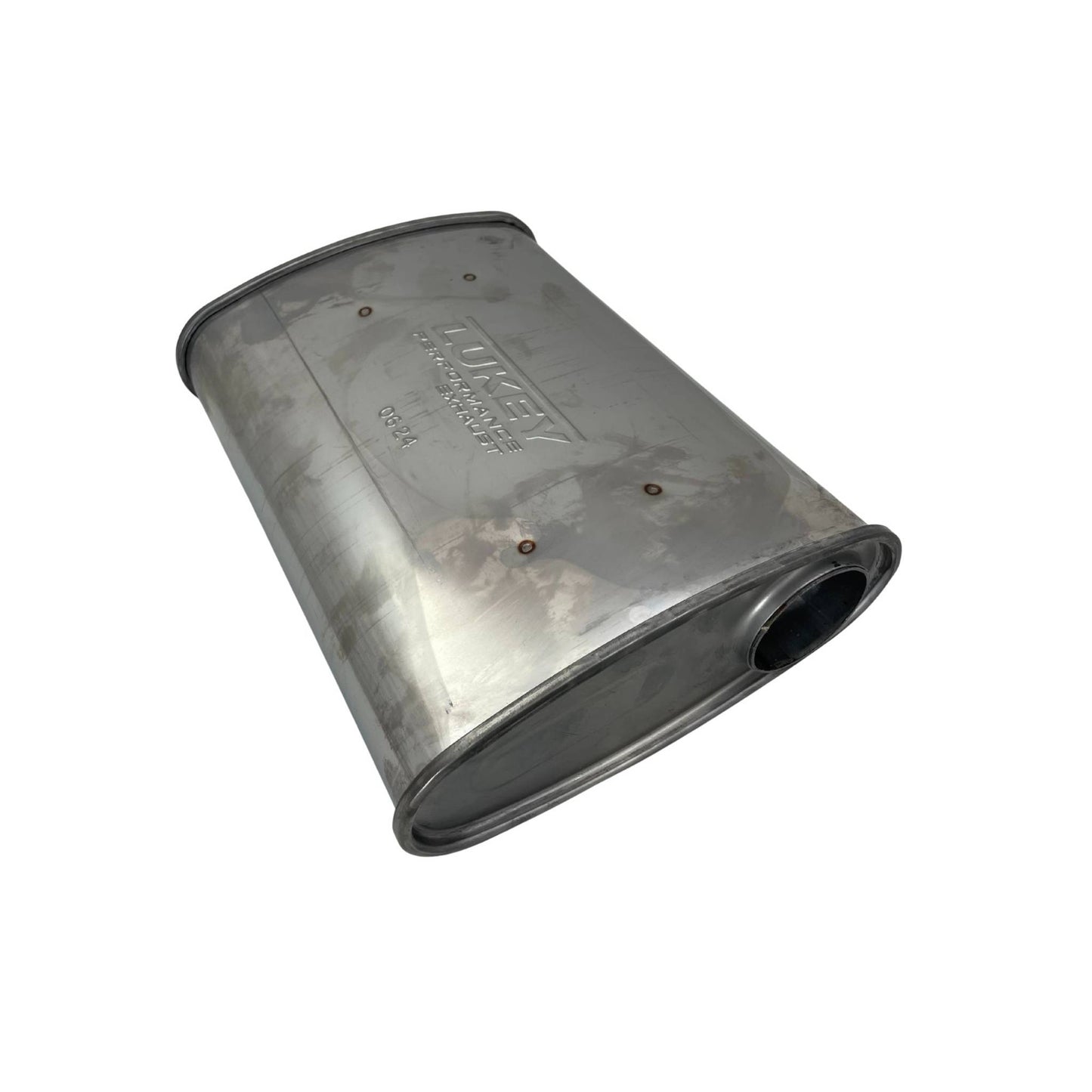 2.5" 10"x4" 14" Lukey Turbo O/O Triple Flow Muffler 430 Stainless Steel