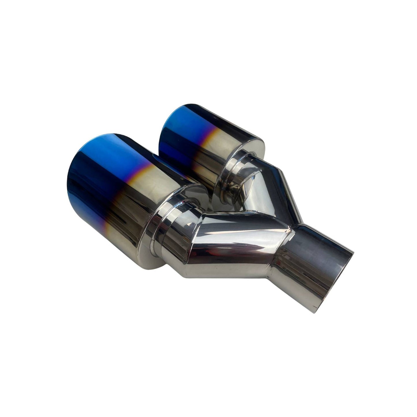 Dual 3.5" Y Piece Exhaust Tip Left Hand Titanium Blue Finish