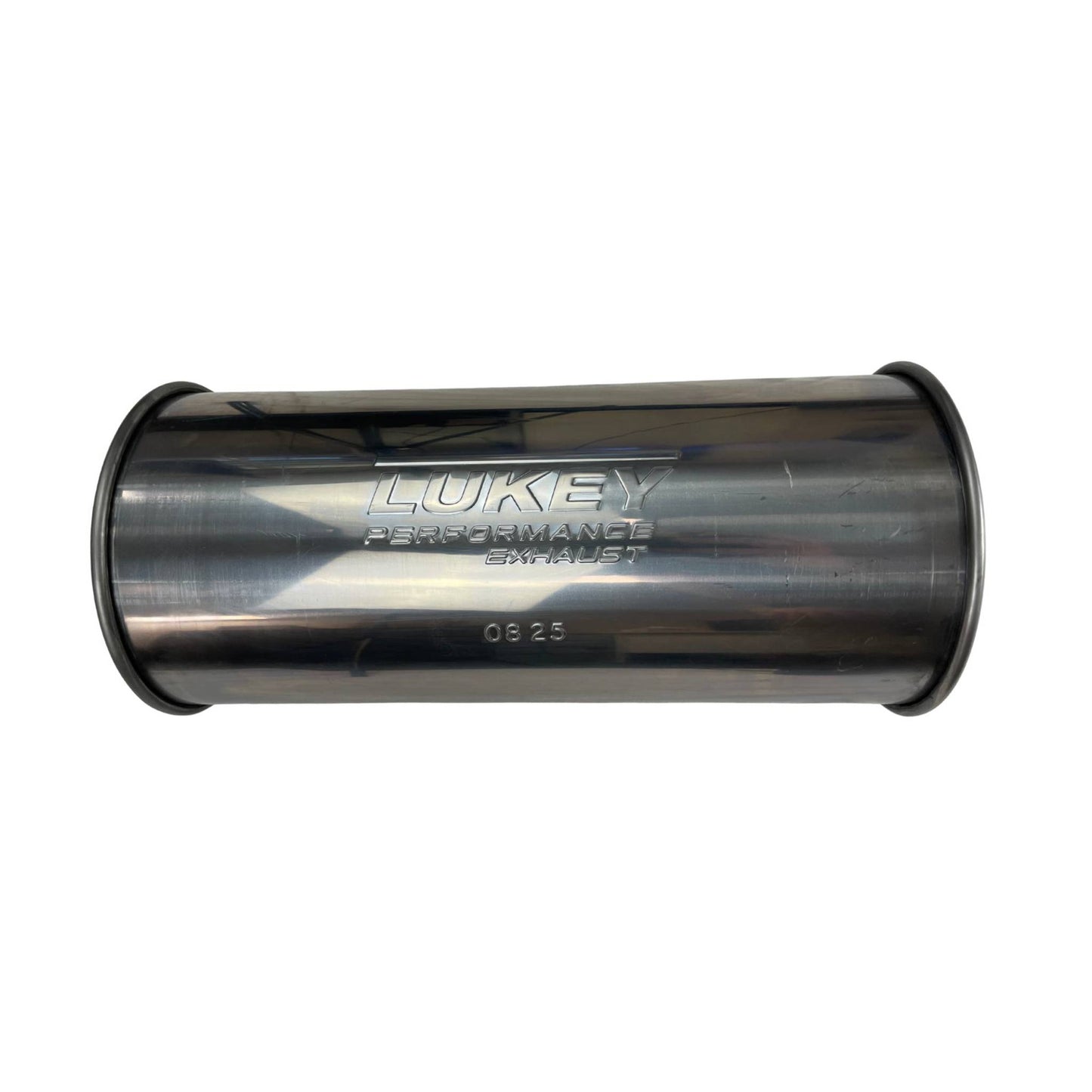 2.5" Inlet 6" Round 14" Long C/C Megaflow Lukey Muffler 430 Stainless Steel