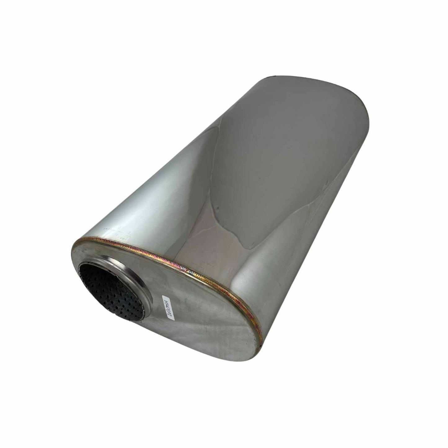 3.5" Inlet Twin 3" Outlet Stainless Performance Oval Muffler - 10" x 6" Barrel, 20" Long