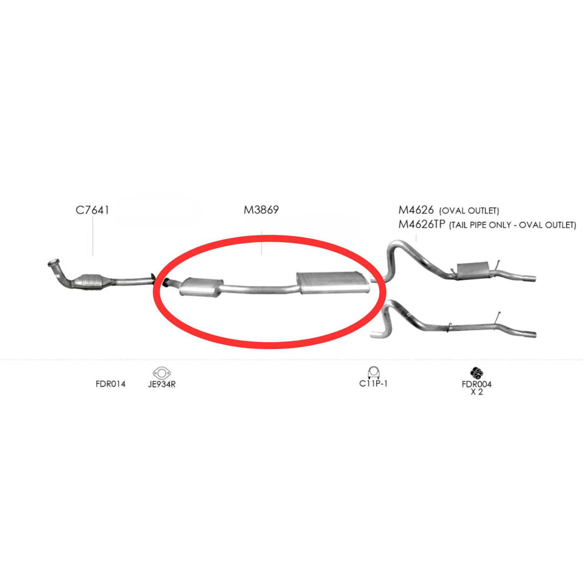 Redback Standard Centre Muffler For Ford Falcon EA EB ED EF EL AU 6 Cyl 4.0L